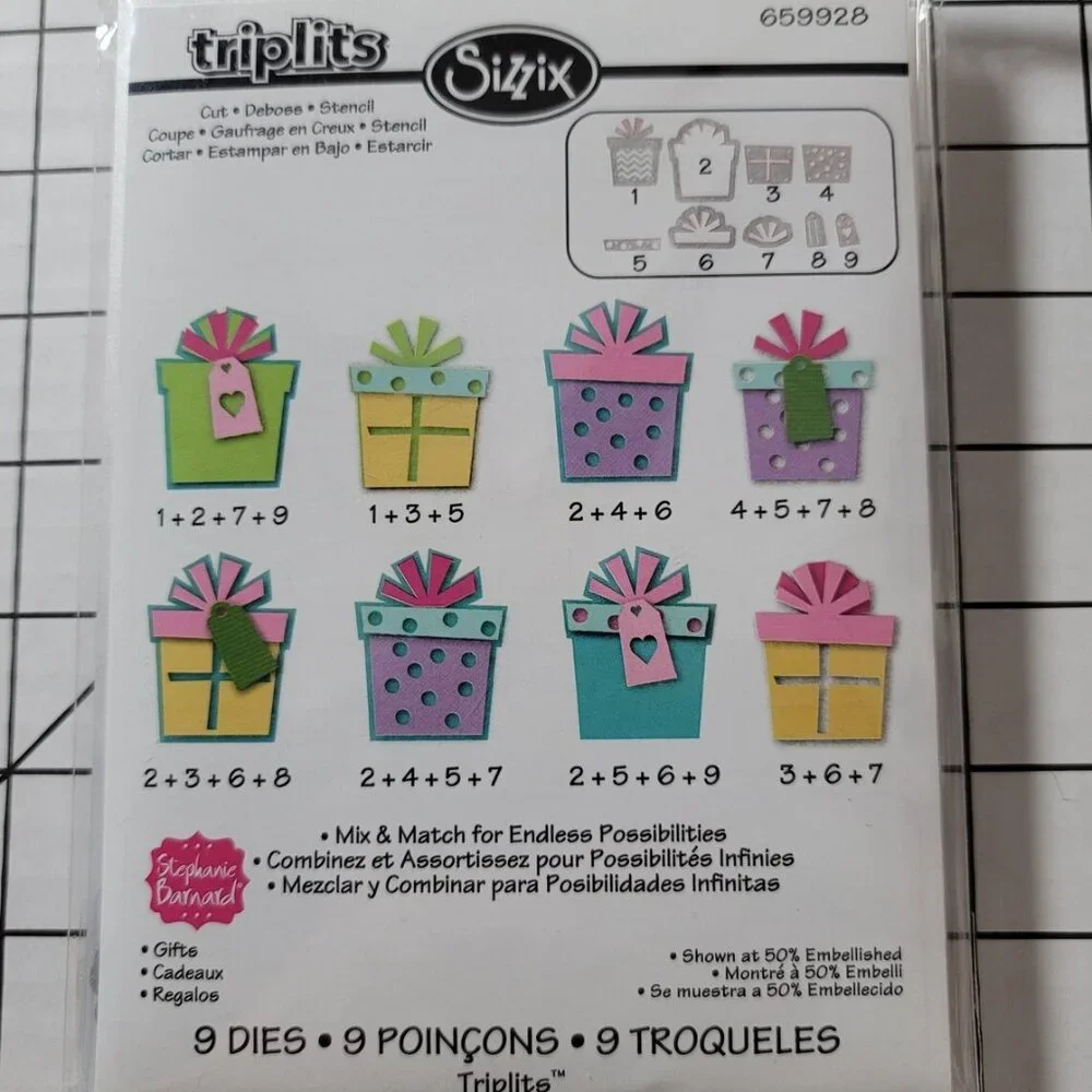 Sizzix Triplits Die Set - Gifts by Stephanie Barnard  NIP‎